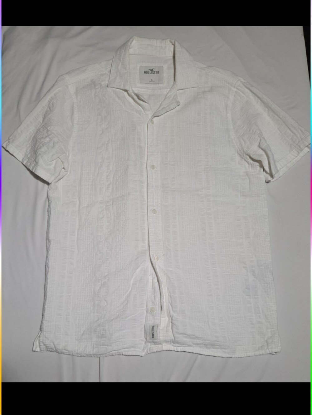 Hollister mens small white button front shirt #20
